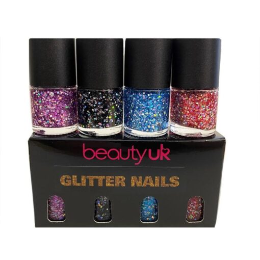 Beauty UK Glitter Nails Polish Set 4x9ml