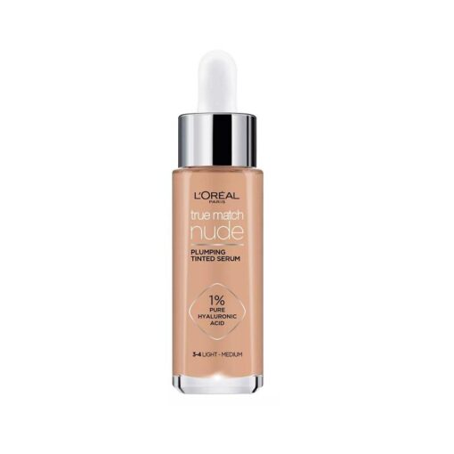 L'Oreal True Match Nude Plumping Tinted Serum Foundation 3-4 Light-Medium 30ml