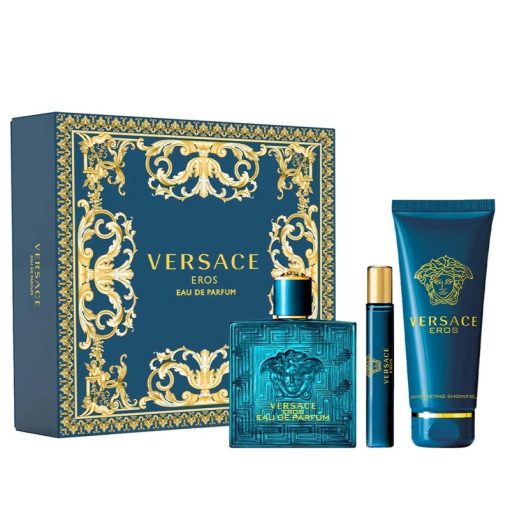 Giftset Versace Eros Edp 100ml + Edp 10ml + SG 150ml