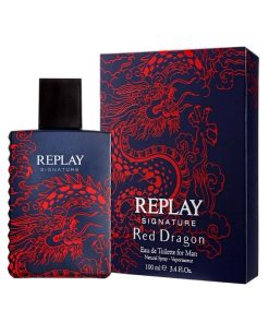 Giftset Replay Signature Red Dragon Man Edt 100ml + Pochette