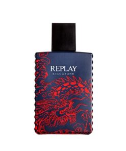 Giftset Replay Signature Red Dragon Man Edt 100ml + Pochette