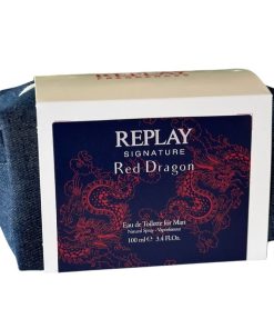Giftset Replay Signature Red Dragon Man Edt 100ml + Pochette