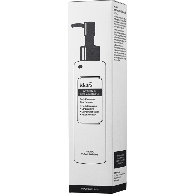 Klairs Gentle Black Fresh Cleansing Oil 150ml Klairs Gentle Black Fresh Cleansing Oil 150ml