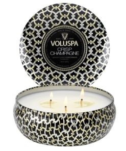 Voluspa 3-Wick Candle Decorative Tin Crisp Champagne 340g